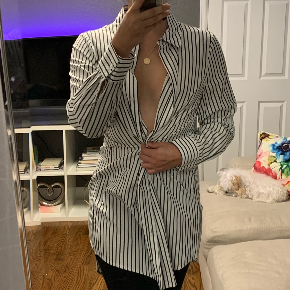 Black and White Striped Shirt Dress